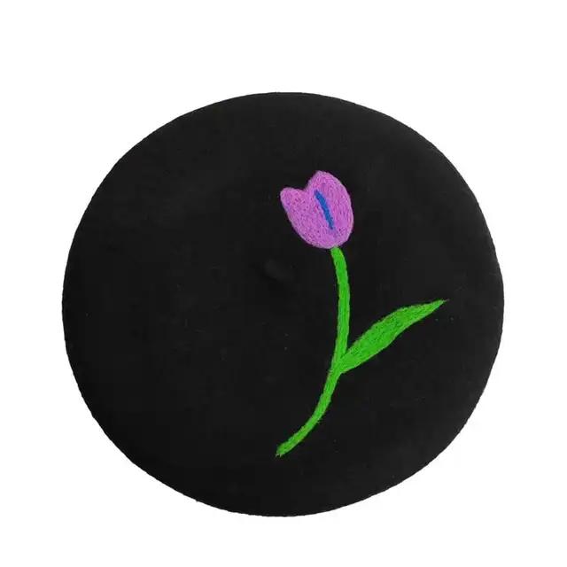 Gracious Tulip Floral Wool Beret