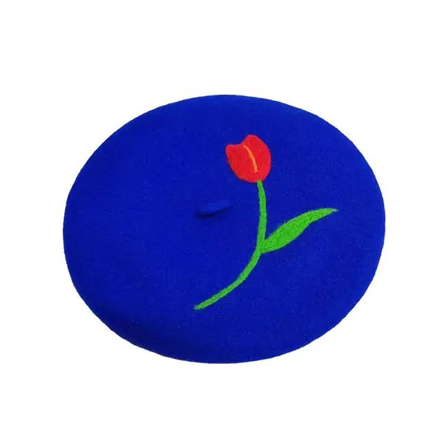 Gracious Tulip Floral Wool Beret