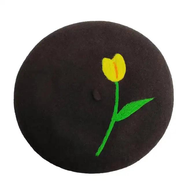 Gracious Tulip Floral Wool Beret