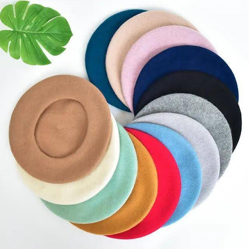 Elegant women wool plain beret cap