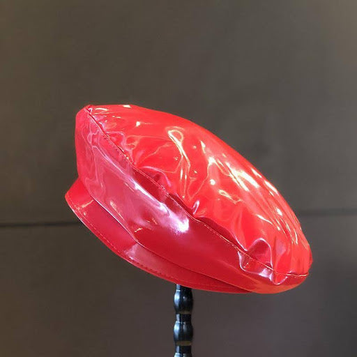 Fashion bright color vintage women leather beret