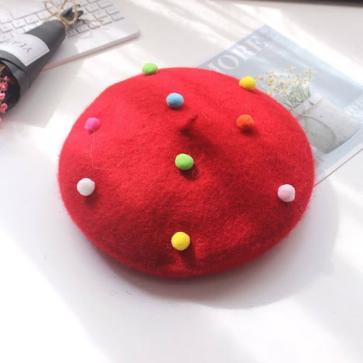 Sugar bean little ball woolen women beret hat