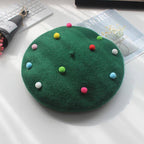 Sugar bean little ball woolen women beret hat