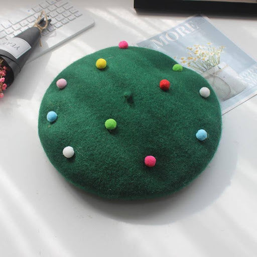 Sugar bean little ball woolen women beret hat