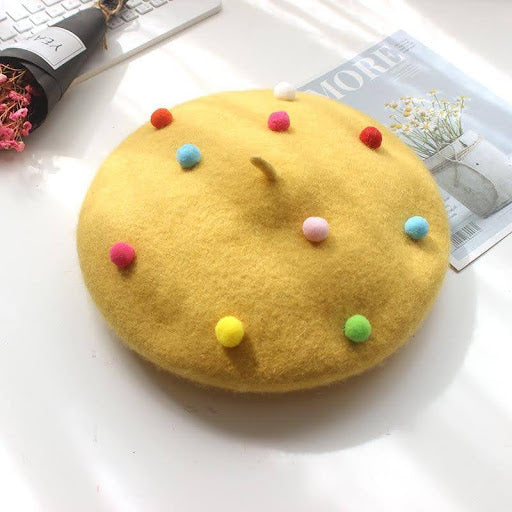 Sugar bean little ball woolen women beret hat