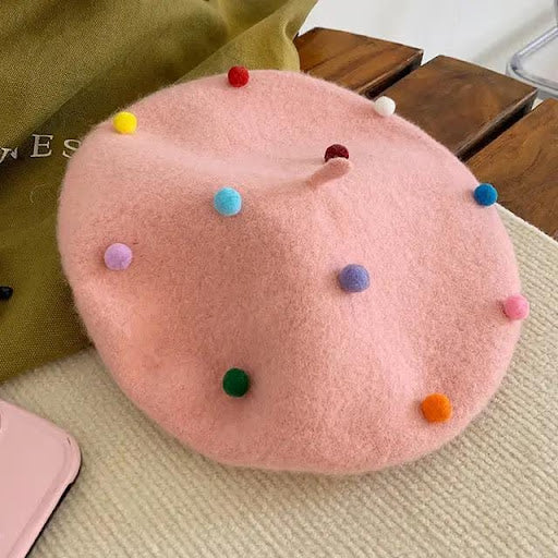 Sugar bean little ball woolen women beret hat