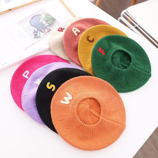 Popular baby knitted woolen letter berets