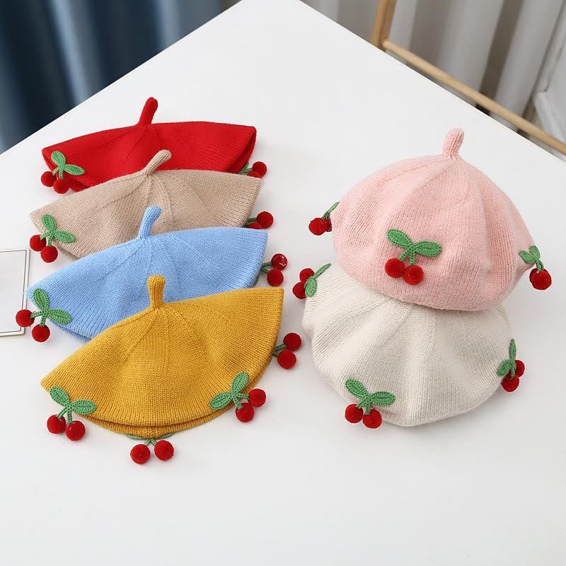 Trendy Cute cherry knitted beret