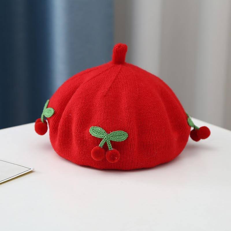 Trendy Cute cherry knitted beret