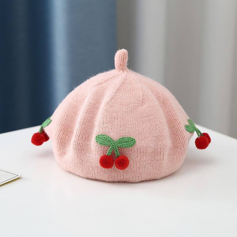 Trendy Cute cherry knitted beret