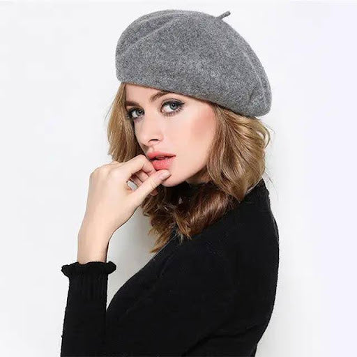 Elegant women wool plain beret cap